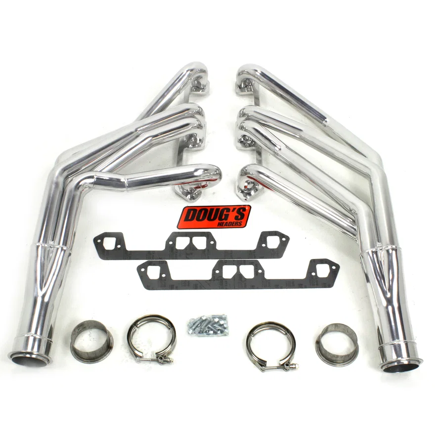 Long Tube Header 63-66 Mopar A Body 273-360 with Reilly Motorsports Coil Over suspension 1 3/4" Primary 3" Collector Silver Ceramic Coated for Plymouth and Dodge