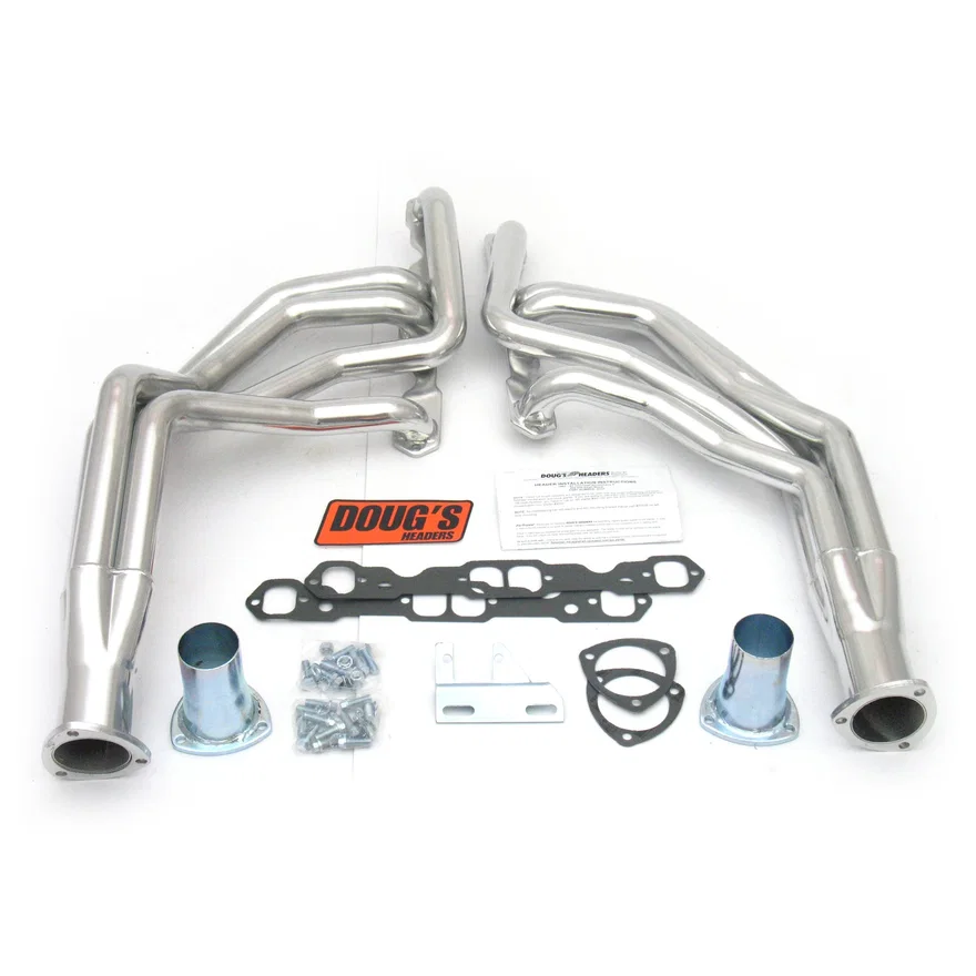 Long Tube Header 62-67 Nova 265-400 SBC Stock or Mustang II style suspension 1 3/4" Primary 3" Collector Silver Ceramic Coated for 1963-1967 Chevrolet Chevy II