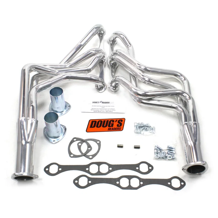 Long Tube Header 67-77 GM F, G, & A Body 265-400 SBC Non Cat, no EGR or A.I.R. 1 5/8" Primary 3" Collector Silver Ceramic Coated for Chevrolet, GMC and Pontiac