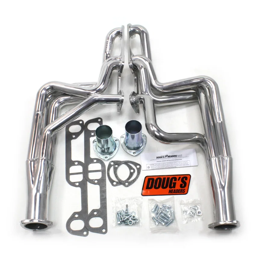 Long Tube Header 326-455 1 3/4" Primary 3" Collector Silver Ceramic Coated for Pontiac