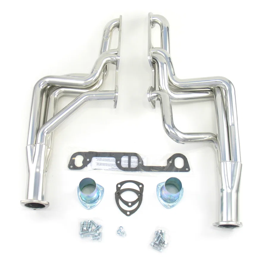 Long Tube Header 326-455 W/O EGR/A.I.R. 1 3/4" Primary 3" Collector Silver Ceramic Coated for Pontiac