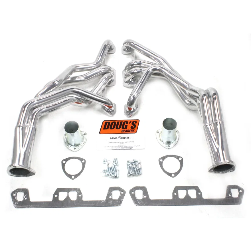 Long Tube Header 68-74 Various Mopar 273-360 LA Motor 1 5/8" Primary 3" Collector Silver Ceramic Coated for Plymouth and Dodge
