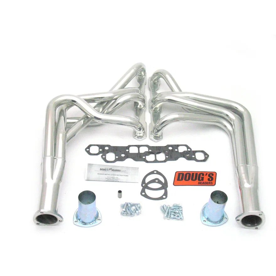 Long Tube Header 70-81 GM F Body 265-400 SBC 1 3/4" Primary 3" Collector Silver Ceramic Coated for Chevrolet and Pontiac