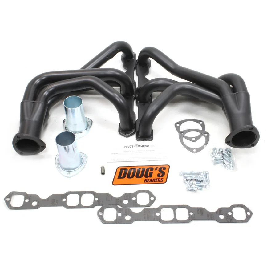 Long Tube Header 265-400 SBC Non Cat, no EGR or A.I.R. 1 3/4" Primary 3" Collector Black Hi Temp Coated for 1963-1982 Chevrolet Corvette