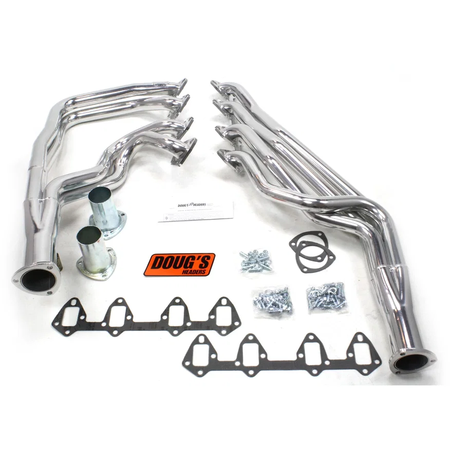 Long Tube Header 390-428 FE Motor Automatic Trans 1 3/4" Primary 3" Collector Silver Ceramic Coated for Ford and Mercury