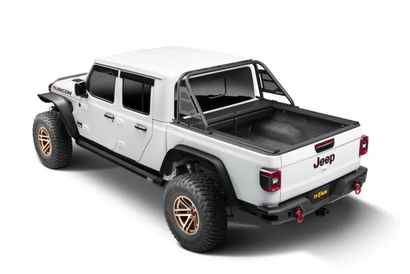 Rugged Ridge 13550.35, 20-22 Jeep Gladiator w/Trail Rail Sys Armis Tonneau Cover w/Max Track - Tex. Blk