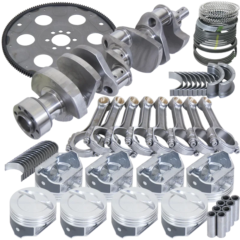Eagle B15454L03053, Chevy 350 1Pc 3.750in Crank 5.700in I-Beam Rod 4.030in Pistons Eagle 153 Tooth FP Bal Assembly