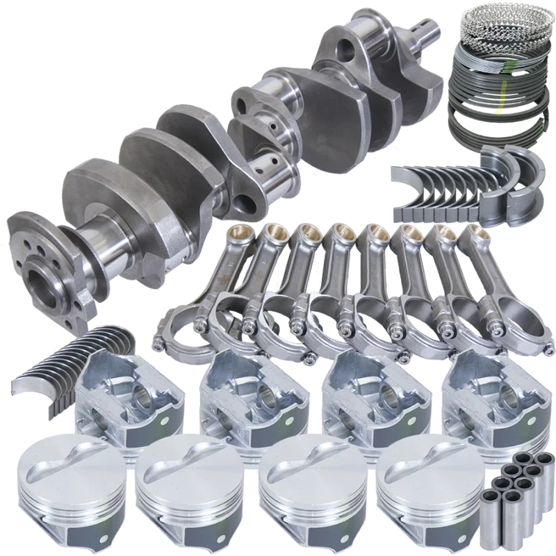 Eagle B15455E040, Chevy 350 2Pc 3.750in Crank 5.700in I-Beam Rod -5cc Flat Top 4.040in Pistons Balanced Assembly