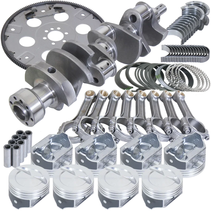 Eagle B15504L04068, Chevy 350 1Pc 3.750in Crank 5.700in I-Beam Rods 4.040in Pistons 168 Tooth FP Balanced Assembly