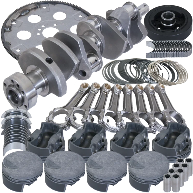 Eagle B18020L070, Chevy 454 1Pc 4.250in Crank 6.385in I-Beam Rod -3cc Flat Top 4.320in Pistons Balanced Assembly