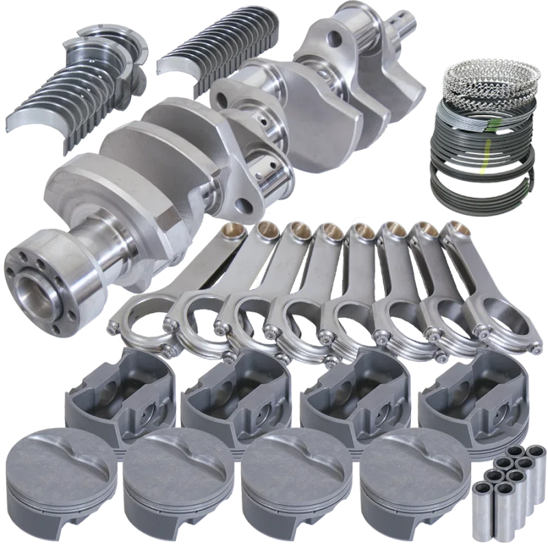 Eagle B12111040, Chevy 350 1Pc 3.750in Crank 6.000in H-Beam -5cc Flat Top 4.040in Pistons Balanced Assembly