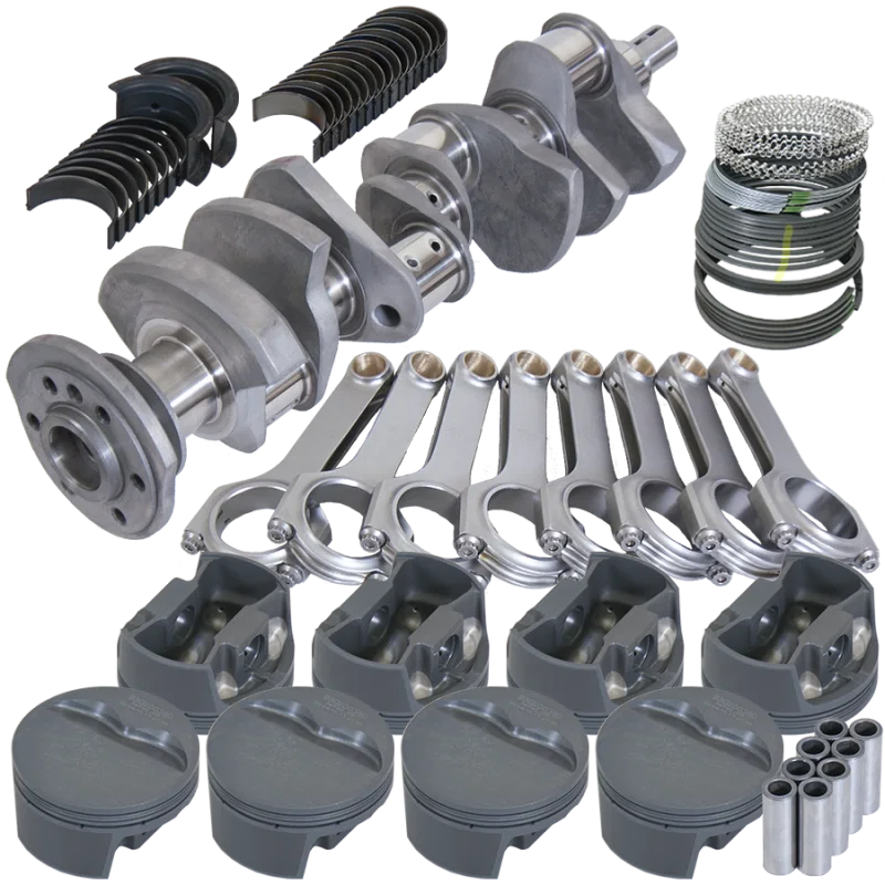 Eagle 12323030, Chevy 327 3.250in Crank 6.125in H-Beam -5cc Flat Top 4.030in Pistons Rotating Assembly