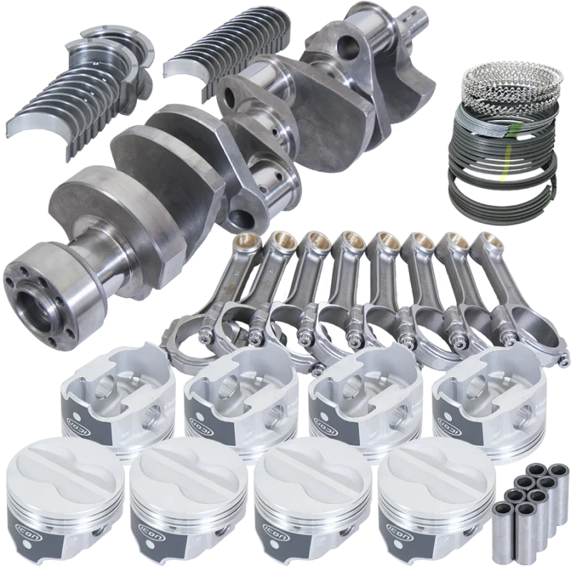 Eagle 13559L060, Chevy 350 1Pc 3.750in Crank 5.700in I-Beam Rods -10cc 4.060in Pistons Rotating Assembly