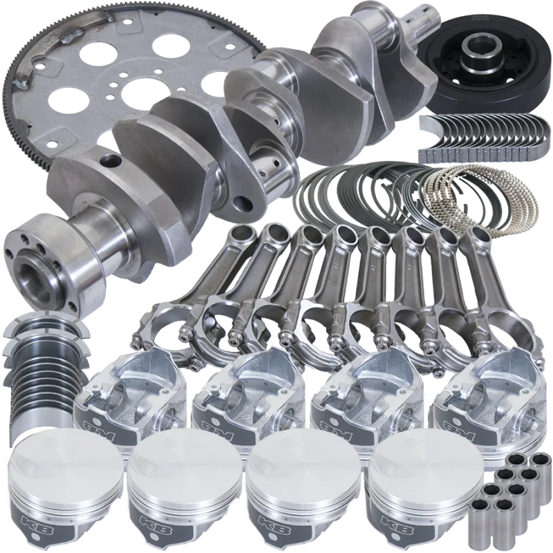 Eagle B18021L100, Chevy 454 1Pc 4.250in Crank 6.385in I-Beam Rod -3cc Flat Top 4.350in Pistons Balanced Assembly