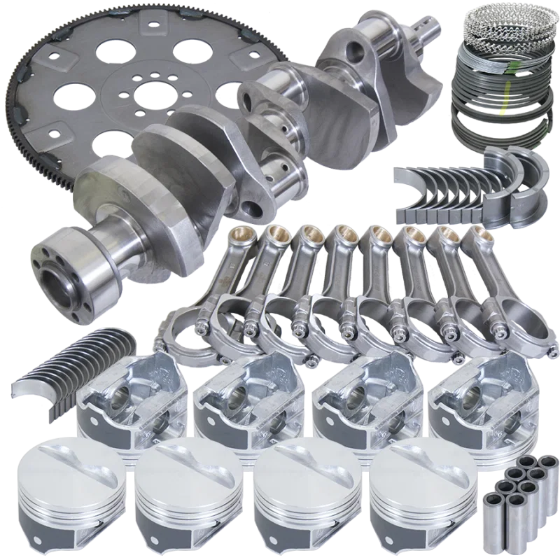 Eagle B15455L04068, Chevy 350 1Pc 3.750in Crank 5.700in I-Beam Rods 4.000in Pistons 168 Tooth FP Balanced Assembly