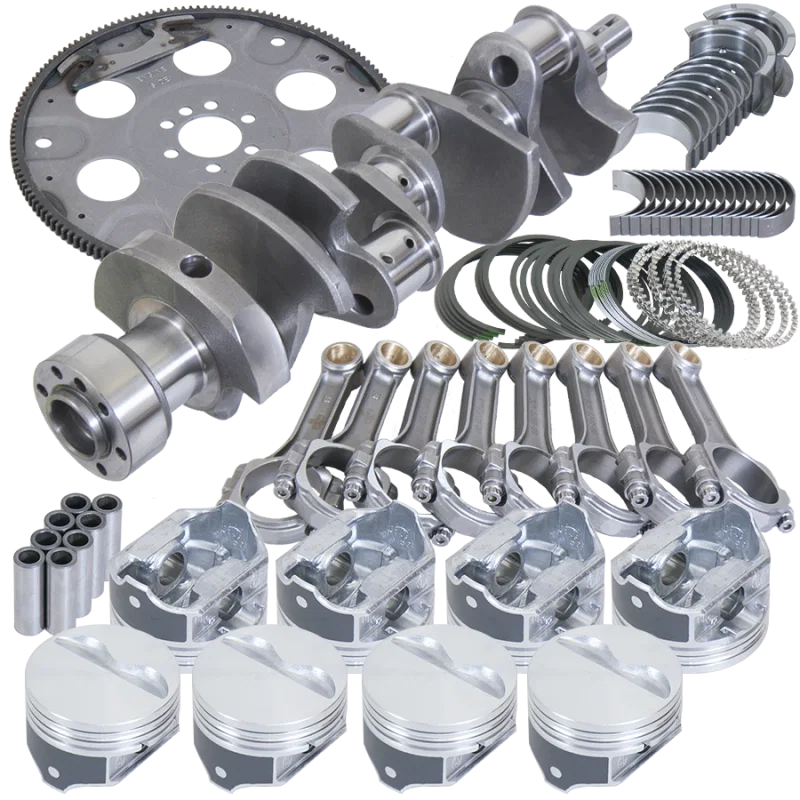Eagle B15504L06053, Chevy 350 1Pc 3.750in Crank 5.700in I-Beam Rods 4.060in Pistons 153 Tooth FP Balanced Assembly