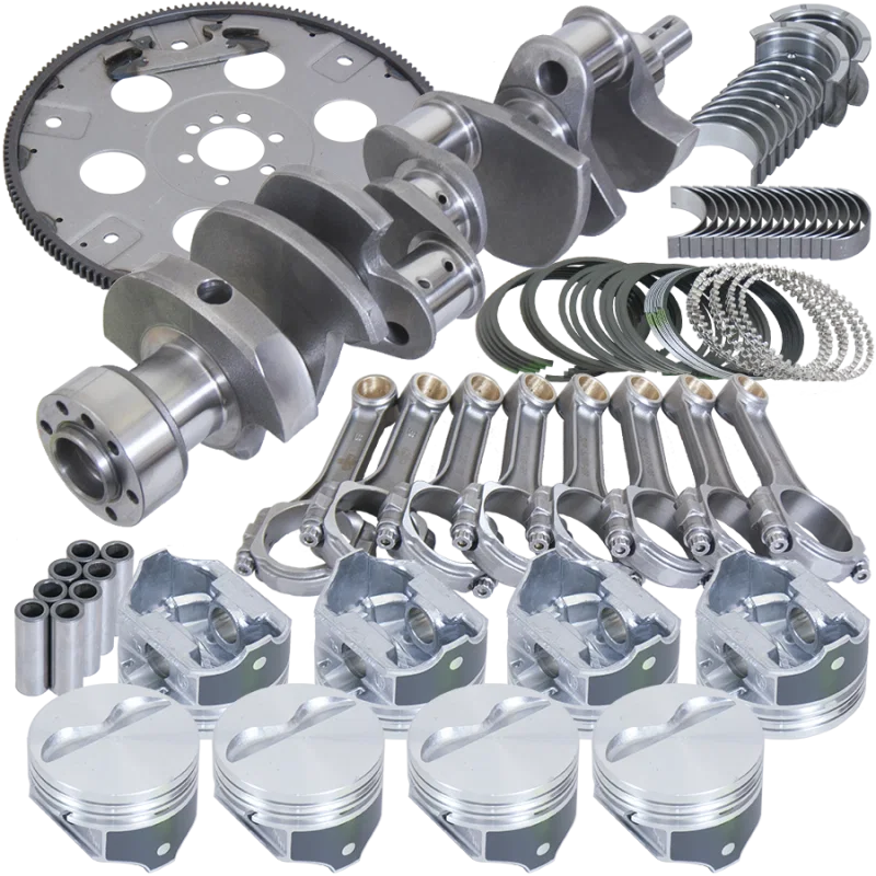 Eagle B15405L06068, Chevy 350 1Pc 3.750in Crank 5.700in I-Beam Rods 4.060in Pistons 168 Tooth FP Balanced Assembly