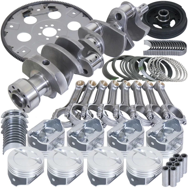Eagle B15404L03068, Chevy 350 1Pc 3.750in Crank 5.700in I-Beam Rods 4.030in Pistons 168 Tooth FP Balanced Assembly