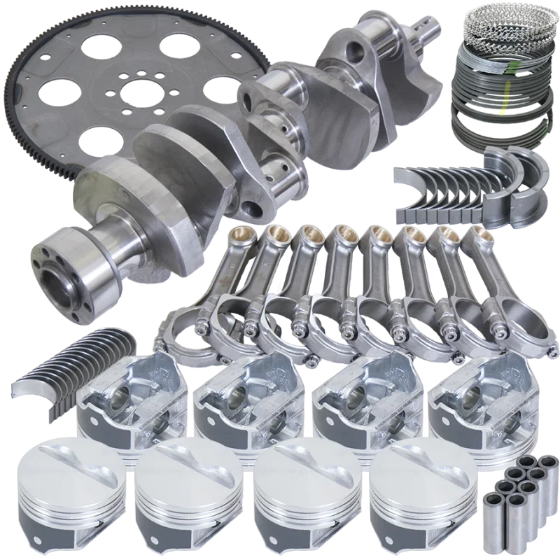 Eagle B15455L06053, Chevy 350 1Pc 3.750in Crank 5.700in I-Beam Rods 4.000in Pistons 153 Tooth FP Balanced Assembly