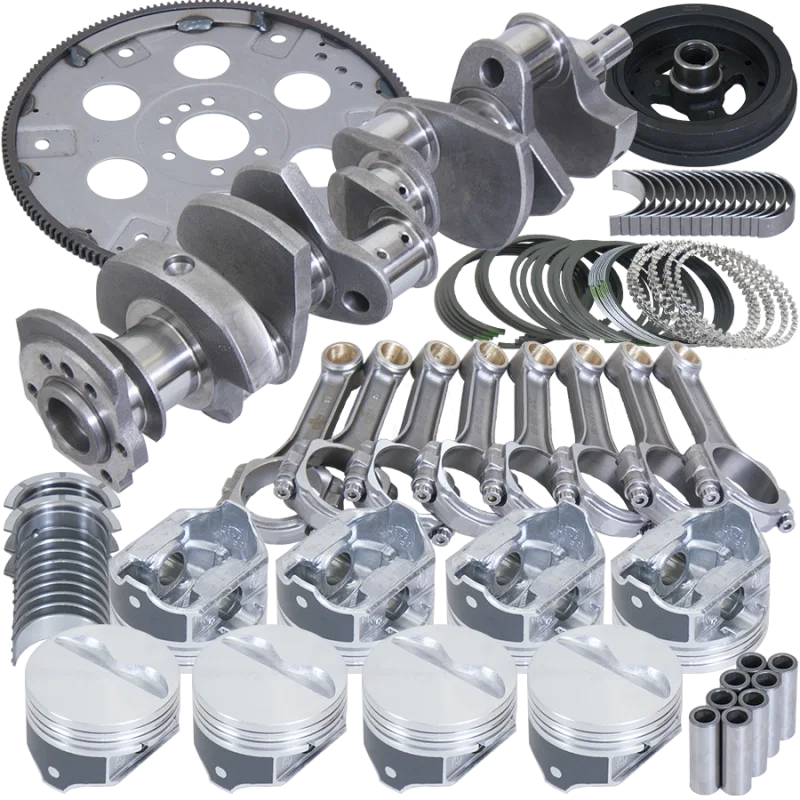 Eagle B15402E000, Chevy 350 2Pc 3.480in Crank 5.700in I-Beam Rods Cast -7cc 4.000in Pistons Balanced Assembly