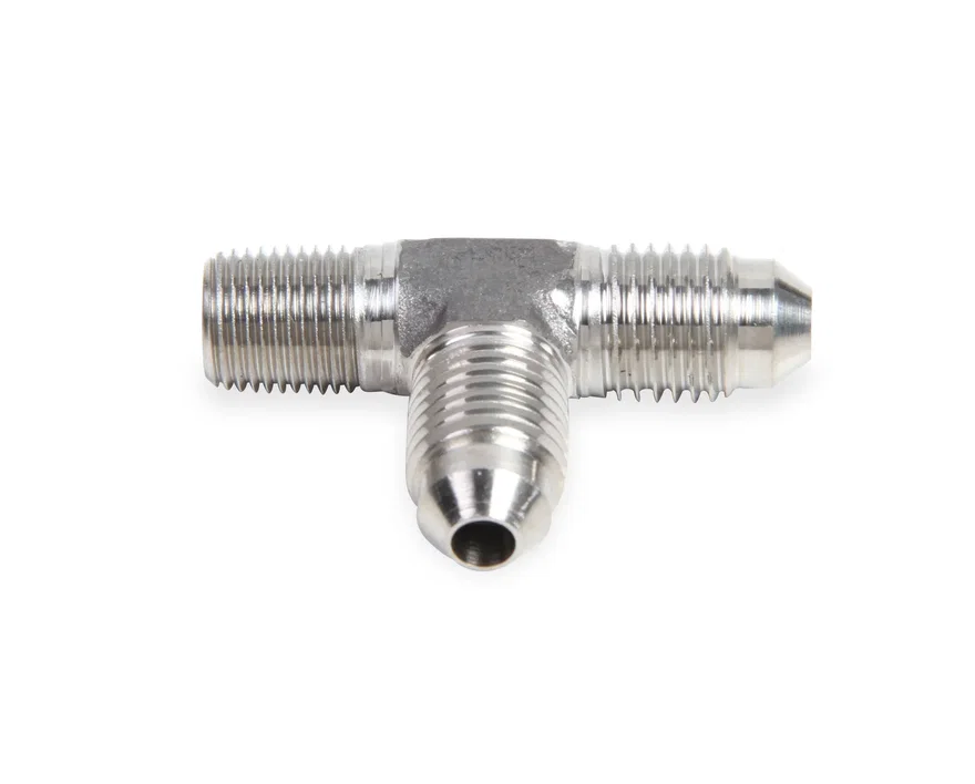 Earl's Performance SS982606ERL, Male AN -6 Tee to 1/4" NPT on Run - Stainless Steel