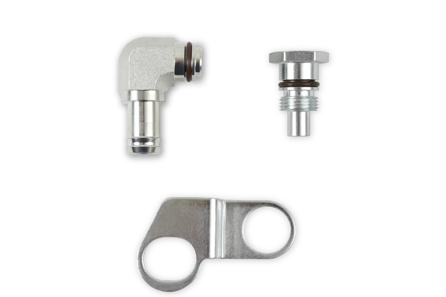 Earl's Performance PS0001ERL, Remote Reservoir Adapter Kit for Saginaw Type II Power Steering Pumps