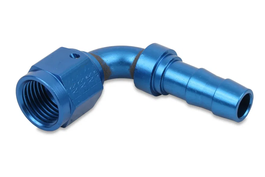 Earl's Performance 709112ERL, Auto-Crimp Hose End - 90 Degree - Size -12 - Blue