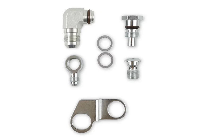 Earl's Performance PS0003ERL, Remote Reservoir Adapter Kit for Saginaw Type II Power Steering Pumps