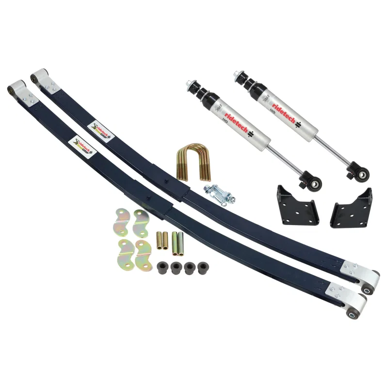 Ridetech 11024810, 55-57 Chevrolet Wagon Composite Leaf Springs w/ HQ Shock Kit - 2in Drop