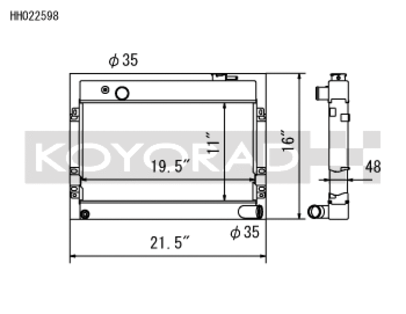 Koyo HH022598, 68-73 Datsun 510 1.6L (MT) Radiator for Nissan 510