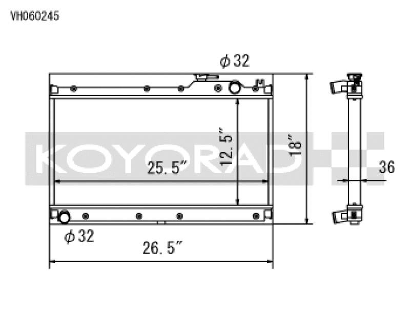 Koyo VH060245, 89-97 Mazda MX-5 Miata 1.6/1.8L (MT) Radiator