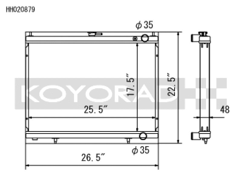 Koyo HH020879, 1998-Aug 2000 Nissan Skyline GT-R R34 2.6L Turbo Radiator