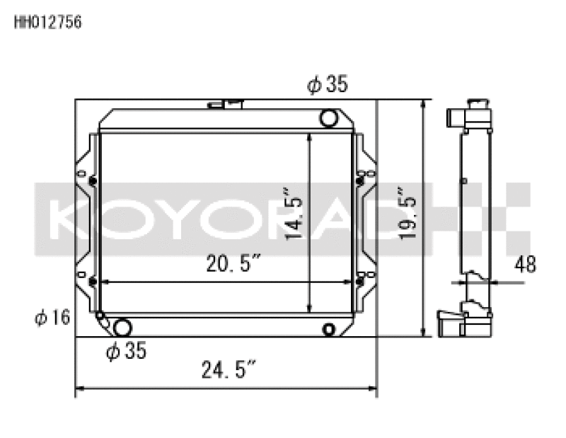 Koyo HH012756, 76-77 Toyota Celica 2.2L I4 (MT) Radiator