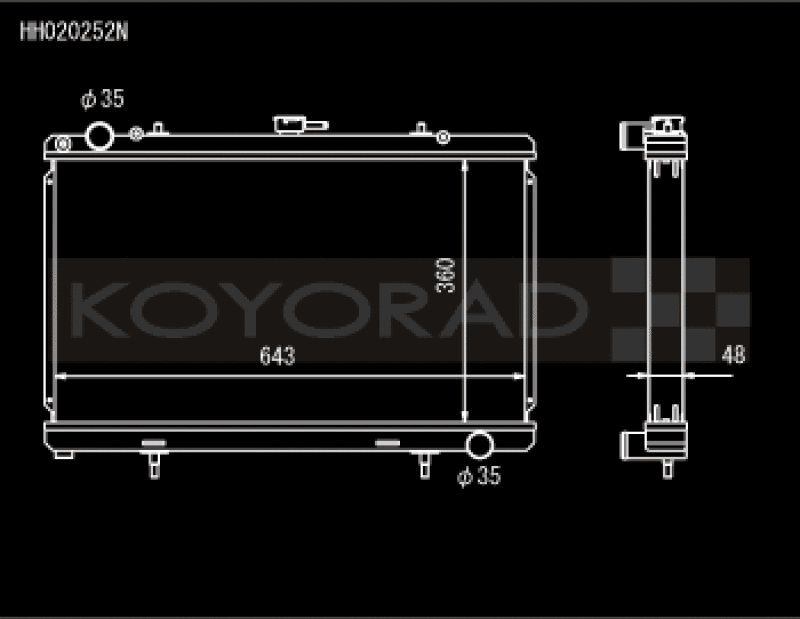 Koyo HH020252N, 89-94 Nissan 180SX/Silvia S13 SR20DET (MT) N-FLO (Dual Pass) Radiator