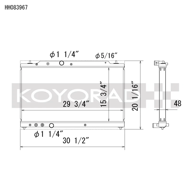 Koyo HH083967, 23+ Honda Civic Type R (FL5) All Aluminum Radiator