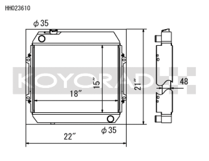 Koyo HH023610, 68-72 Nissan Skyline L20 I6 MT (KGC10) Radiator (SK-C13 Required)