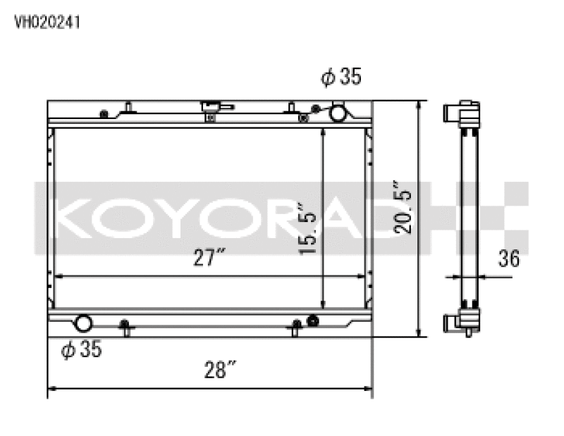 Koyo VH020241, 90-96 Nissan 300ZX 3.0L Non Turbo MT Radiator