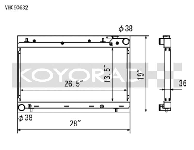 Koyo VH090632, 93-98 Subaru Impreza 1.8/2.2L (MT) Radiator