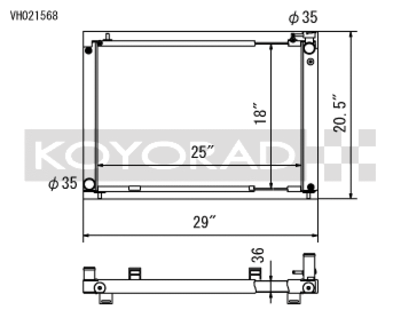 Koyo VH021568, 03-06 Nissan 350Z VQ35DE (MT) Cross Flow Radiator