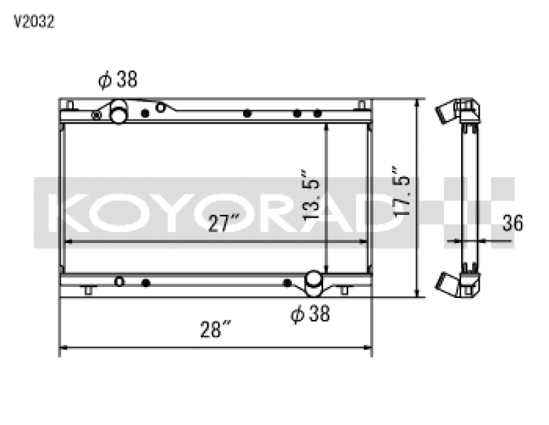 Koyo V2032, 91-05 Acura NSX 3.0/3.2L (MT) Radiator