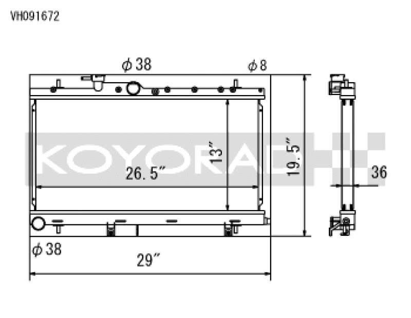 Koyo VH091672, 03-07 Subaru Impreza WRX/STI (MT / w/ Filler Neck) Radiator
