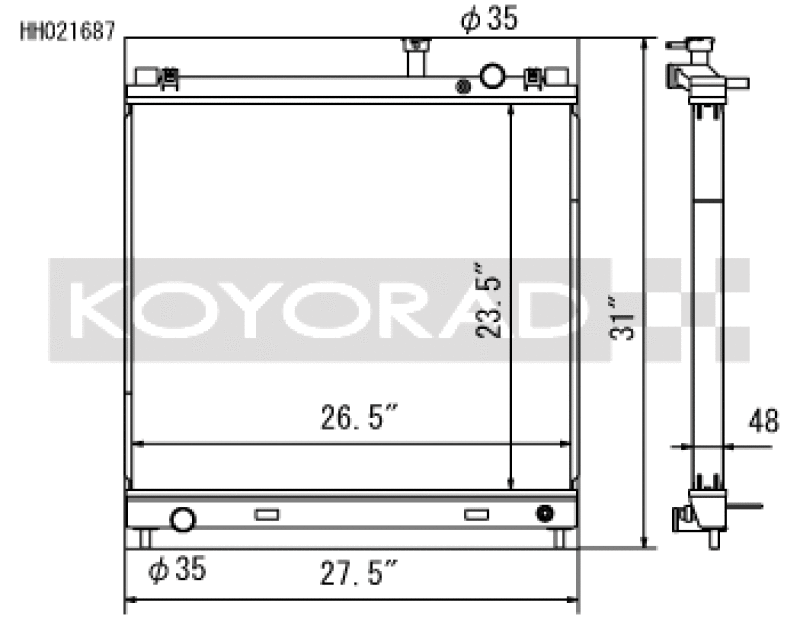 Koyo HH021687, 04-13 Nissan Titan/Armada/QX56 5.6L V8 (Req. Trans Cooler) Radiator
