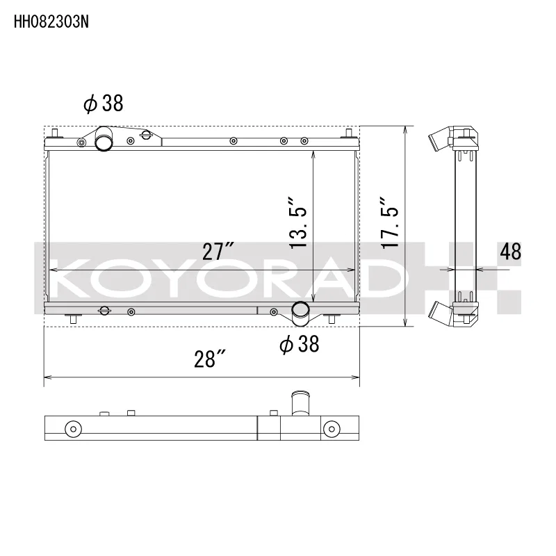 Koyo HH082303N, 91-05 Acura NSX Competition Spec All-Aluminum Radiator