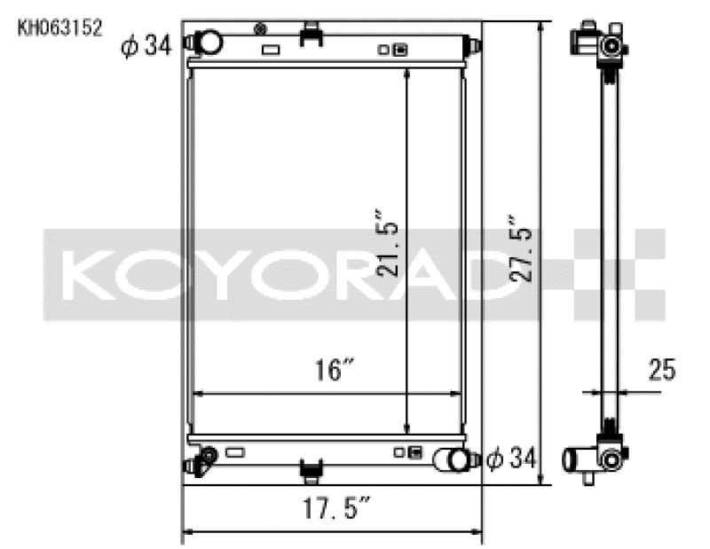Koyo KH063152, 2016 Mazda MX-5 Miata 2.0L I4 (MT) Aluminum Radiator