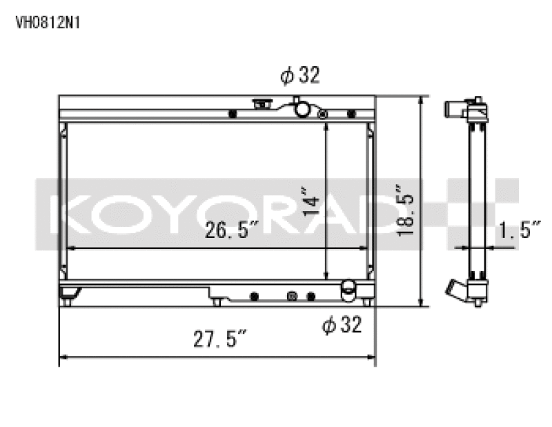 Koyo VH0812N1, 92-00 Honda Civic 1.6 DOHC (Will Not Fit Vehicles w/AC) Manual Transmission Radiator