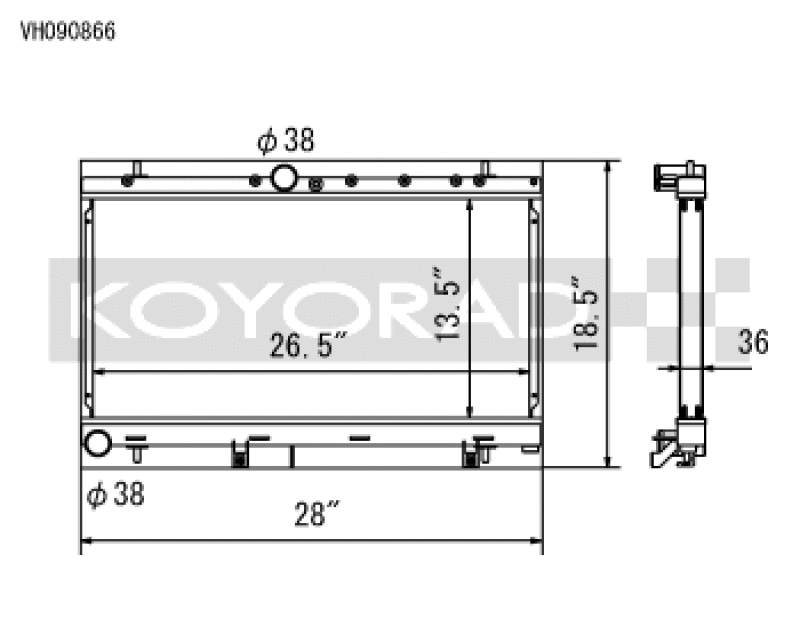 Koyo VH090866, 2002 Subaru Impreza WRX 2.0L Turbo Radiator