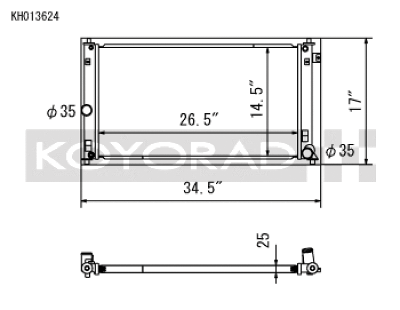 Koyo KH013624, 2019 Toyota Corolla Hatchback 6MT and CVT (E210 Chassis) All Aluminum Radiator