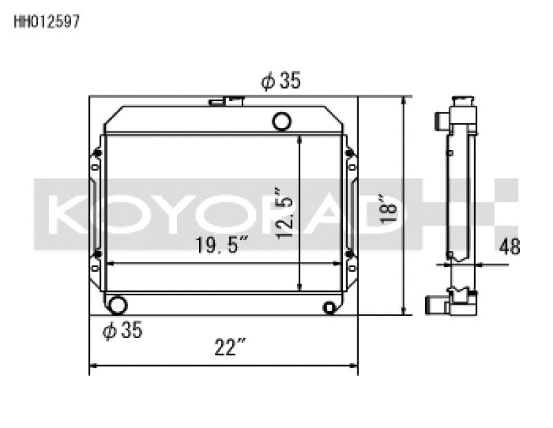 Koyo HH012597, 70-74 Toyota Celica 1.6/2.0L I4 (MT) Radiator