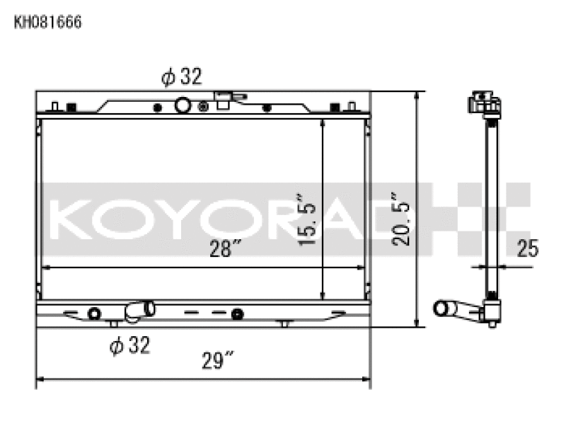 Koyo KH081666, 04-08 Acura TSX 2.4L (MT) Racing Radiator - 25MM CORE