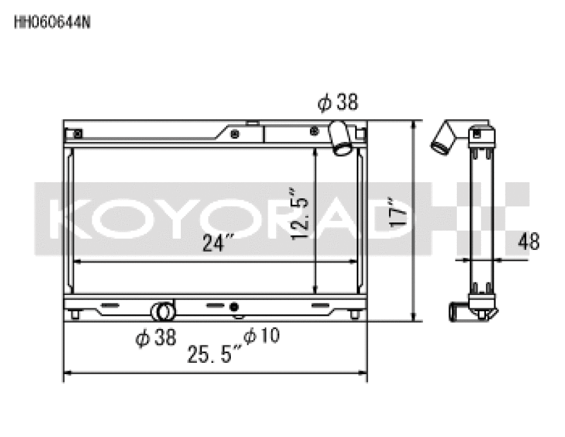 Koyo HH060644N, 93-95 Mazda RX-7 1.3L Turbo N-FLO (Dual Pass) Radiator
